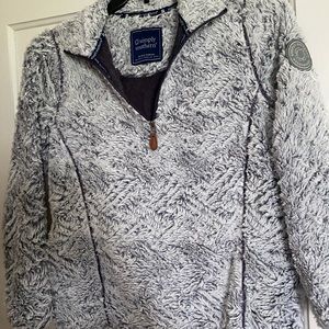 Simply southern fuzzy pullover with partial zipper front